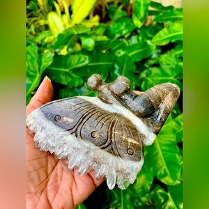 Carved Quartz Crystal Butterfly Goddess